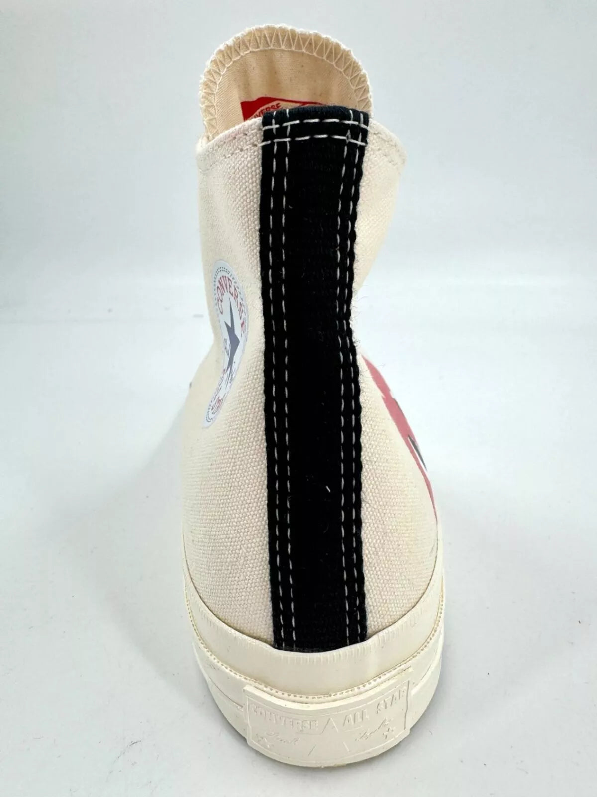 Comme Des Garçons Play X Converse Chuck in Cream Black and Red Trainers UK 7