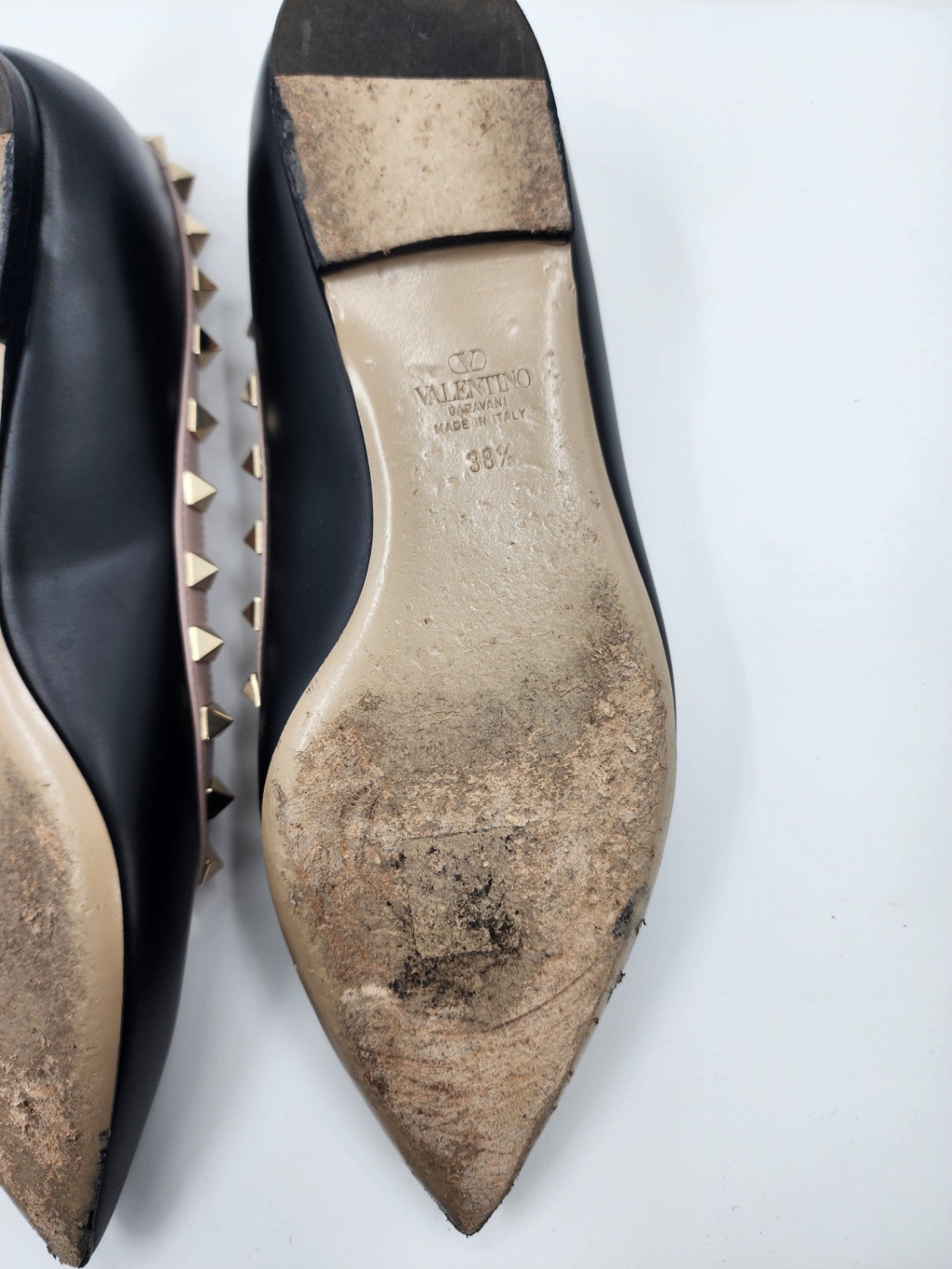 Valentino Leather Solid Ballet Flats Black Flat Shoes Women Casual Size UK 5.5