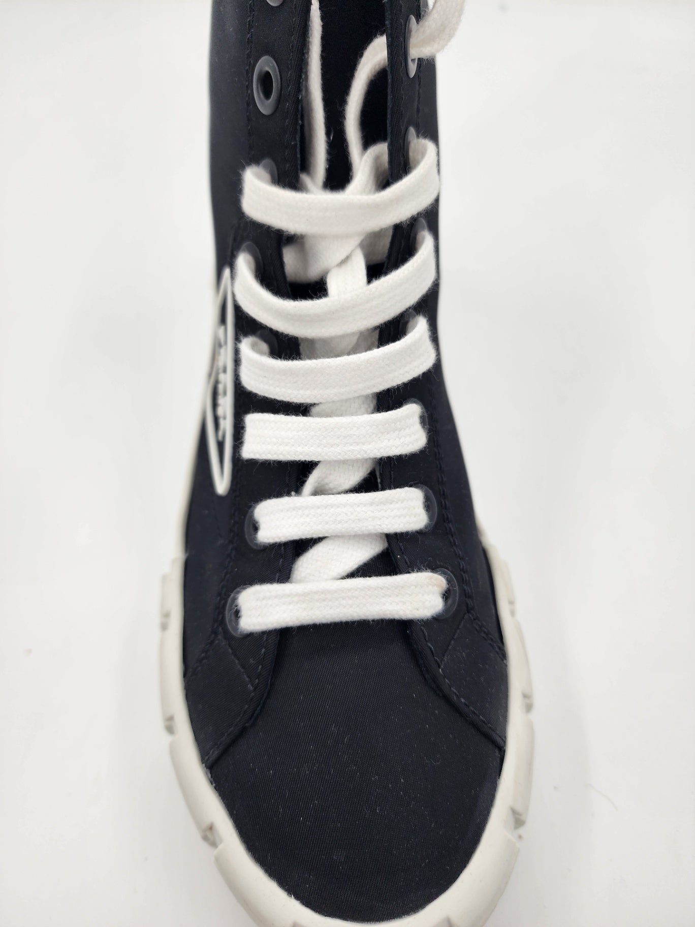 Prada Nylon Solid High-Top Trainers Black Trainer Unisex Adults Solid Size UK 5