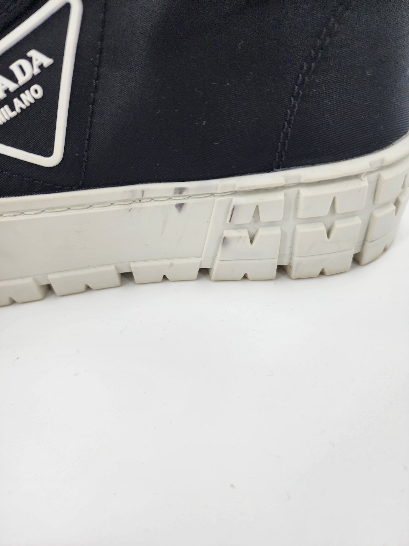 Prada Nylon Solid High-Top Trainers Black Trainer Unisex Adults Solid Size UK 5
