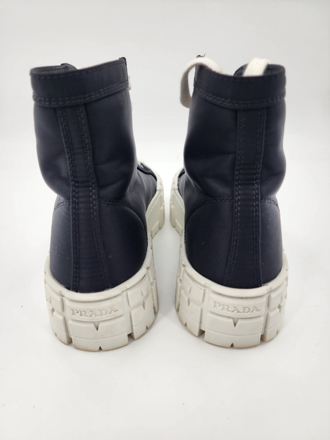 Prada Nylon Solid High-Top Trainers Black Trainer Unisex Adults Solid Size UK 5