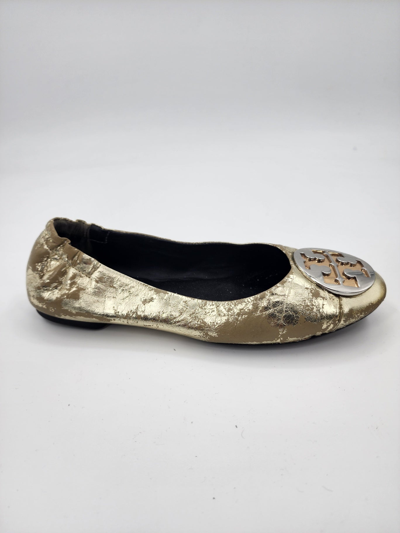 Tory Burch Leather Solid Ballet Flats Gold Flats Women Casual Solid Size UK 6