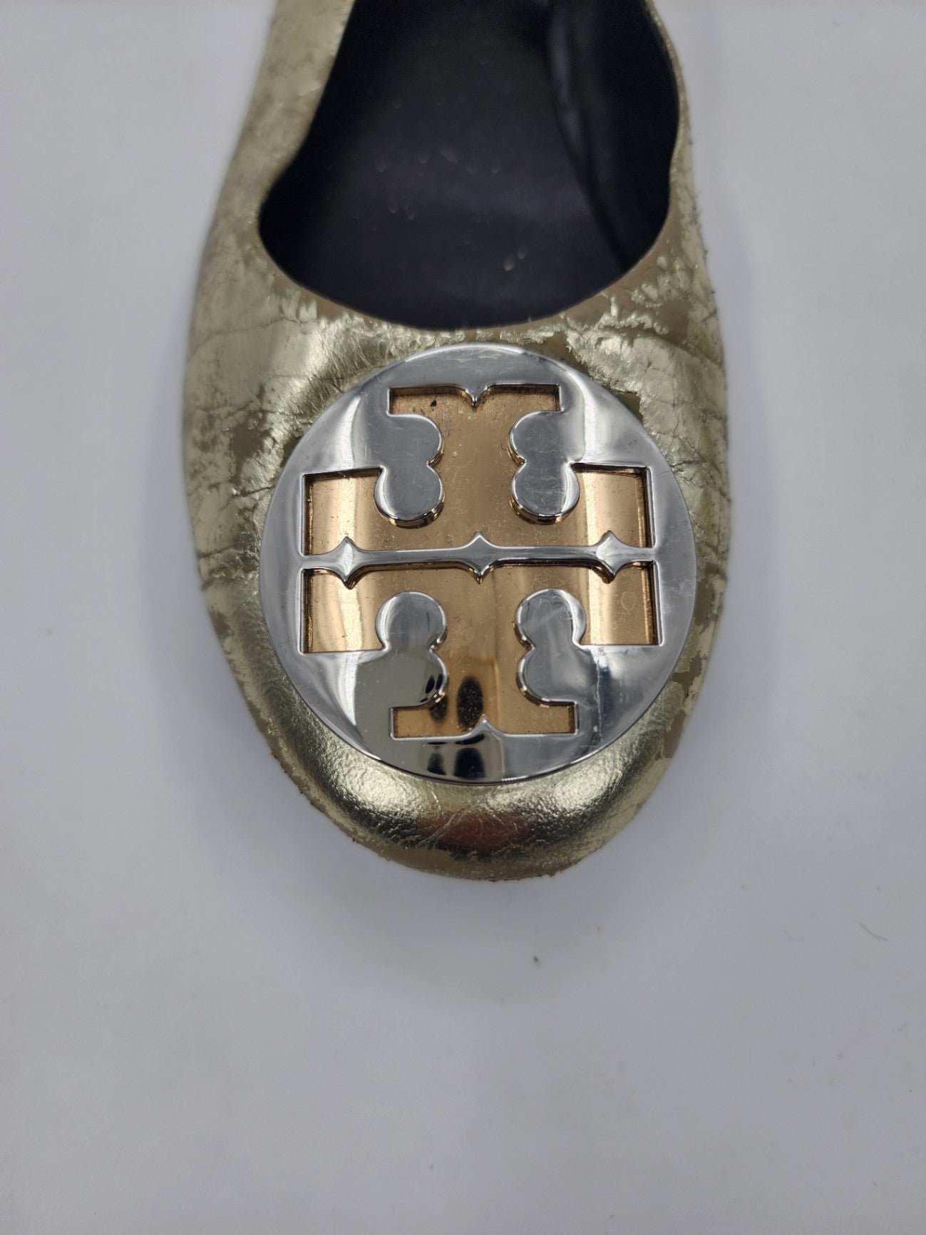 Tory Burch Leather Solid Ballet Flats Gold Flats Women Casual Solid Size UK 6