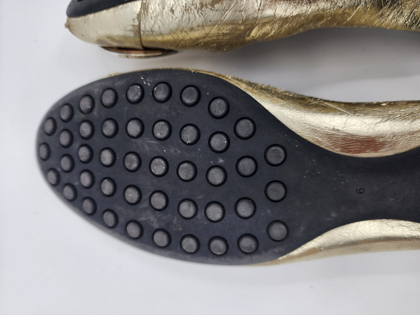 Tory Burch Leather Solid Ballet Flats Gold Flats Women Casual Solid Size UK 6