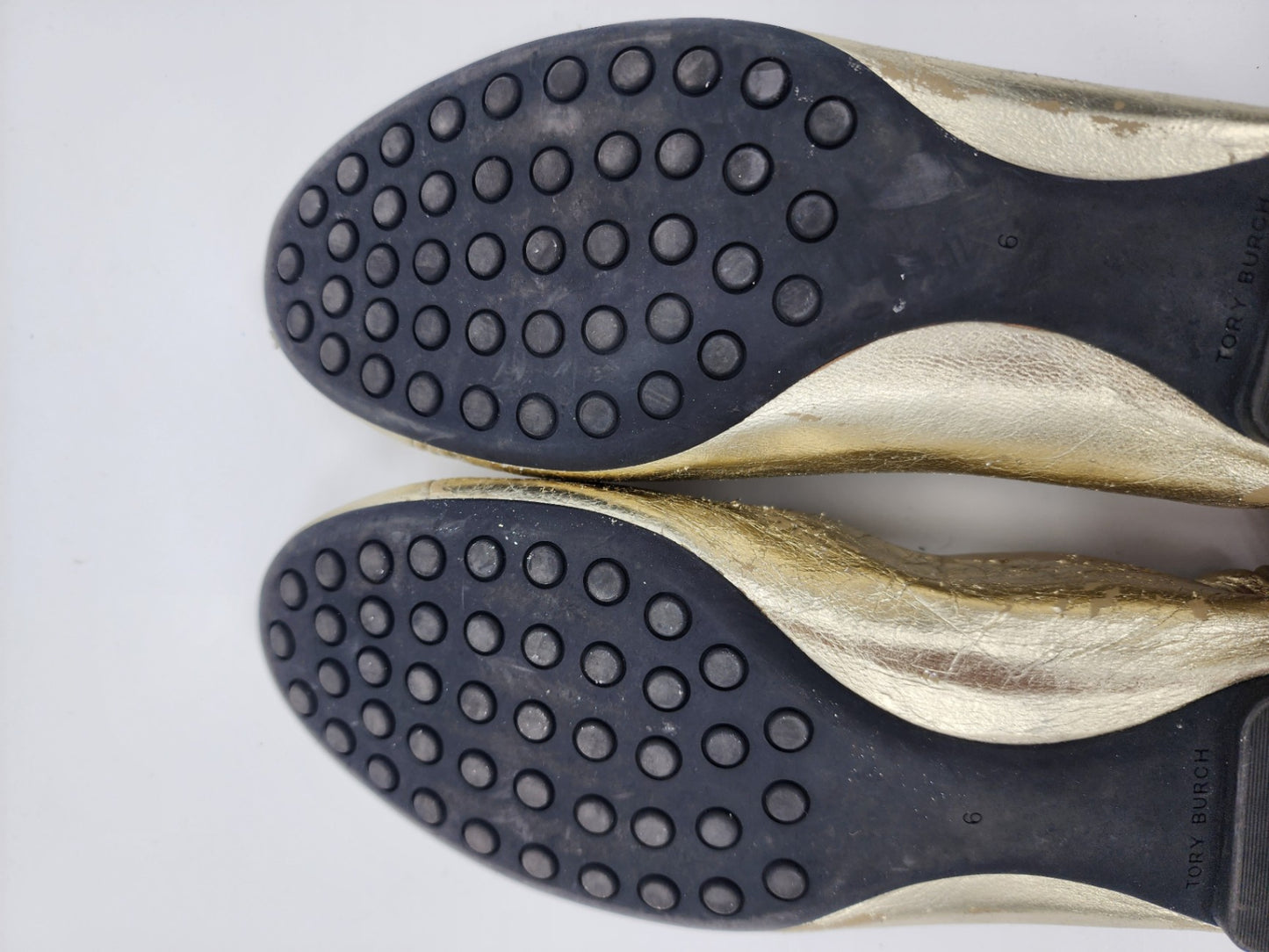 Tory Burch Leather Solid Ballet Flats Gold Flats Women Casual Solid Size UK 6