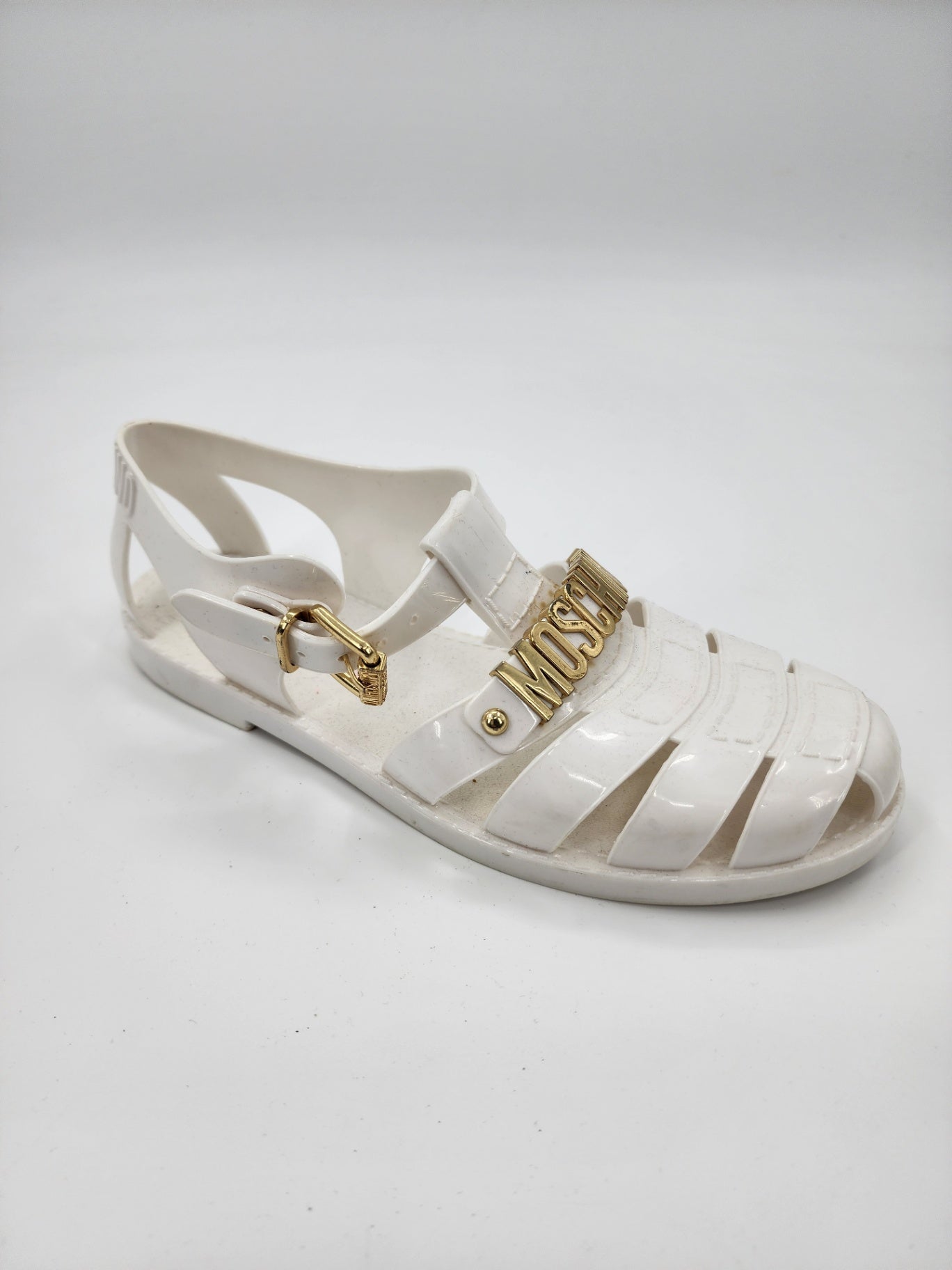 Moschino White Jelly Women's Sandals Casual Solid Iconic Brand Size 39
