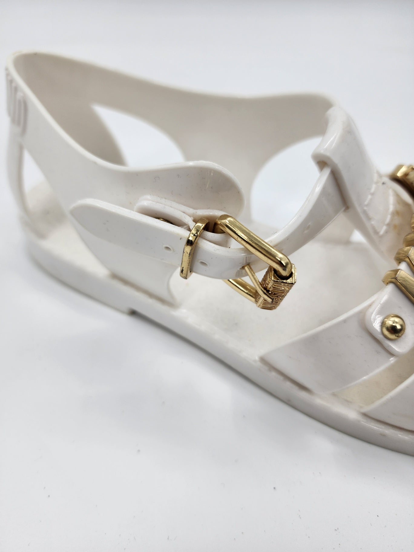 Moschino White Jelly Women's Sandals Casual Solid Iconic Brand Size 39