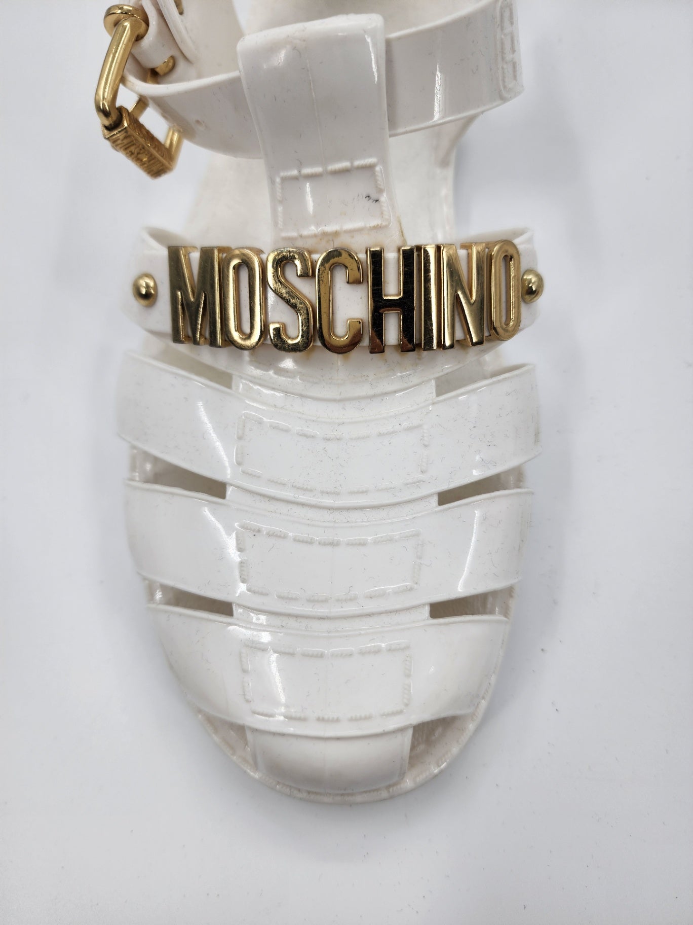 Moschino White Jelly Women's Sandals Casual Solid Iconic Brand Size 39