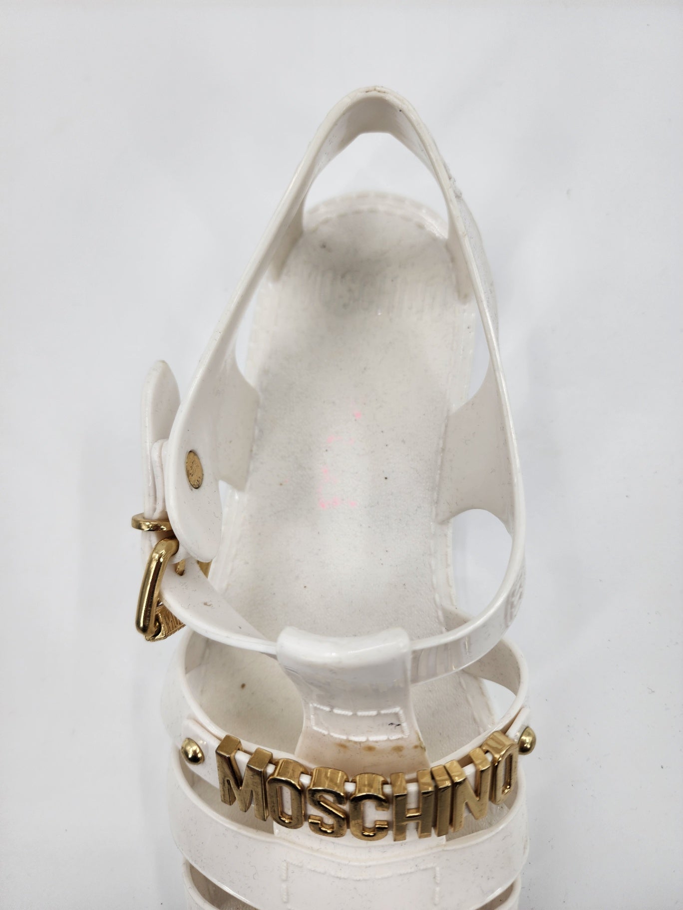Moschino White Jelly Women's Sandals Casual Solid Iconic Brand Size 39