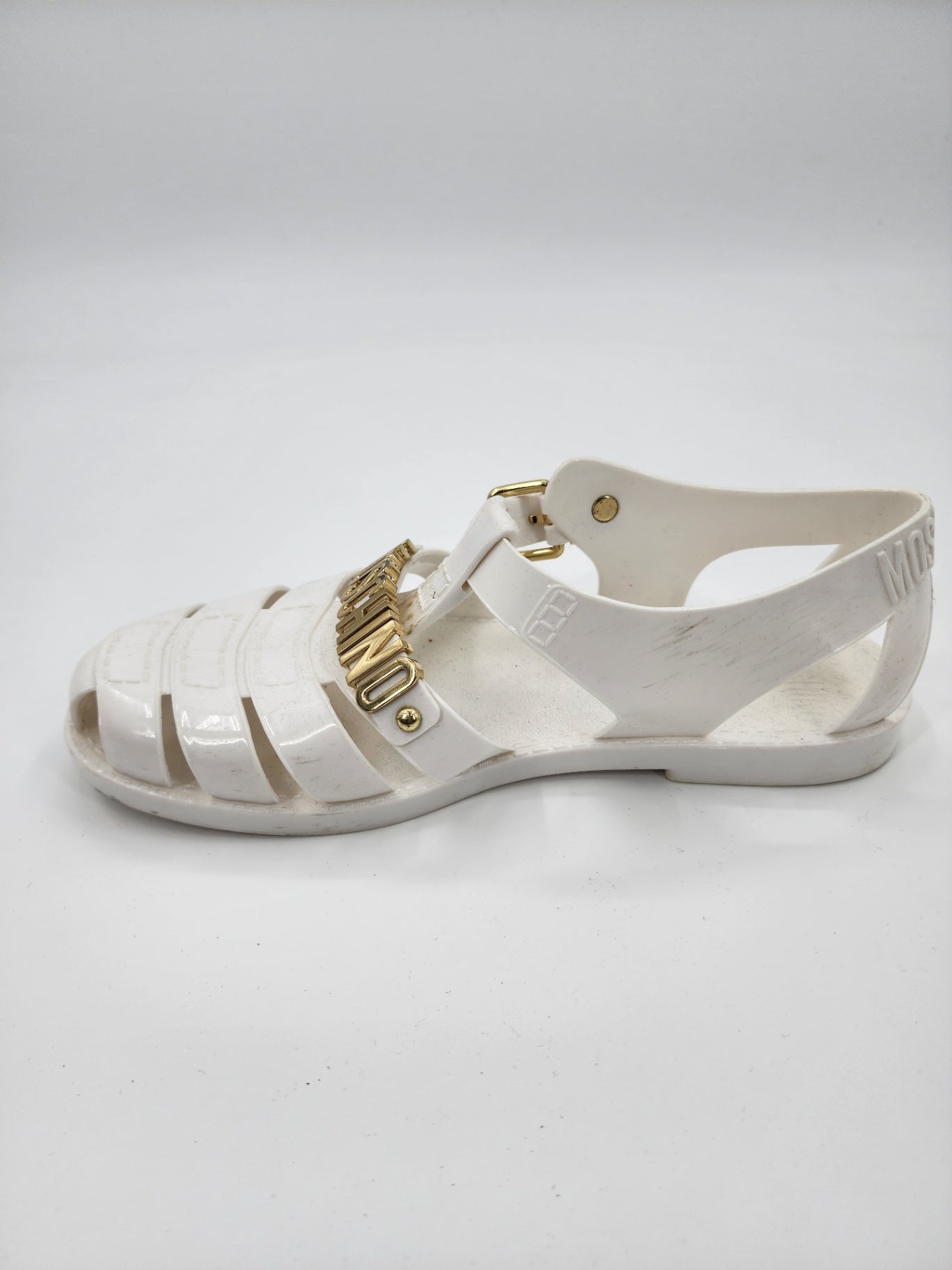 Moschino White Jelly Women's Sandals Casual Solid Iconic Brand Size 39