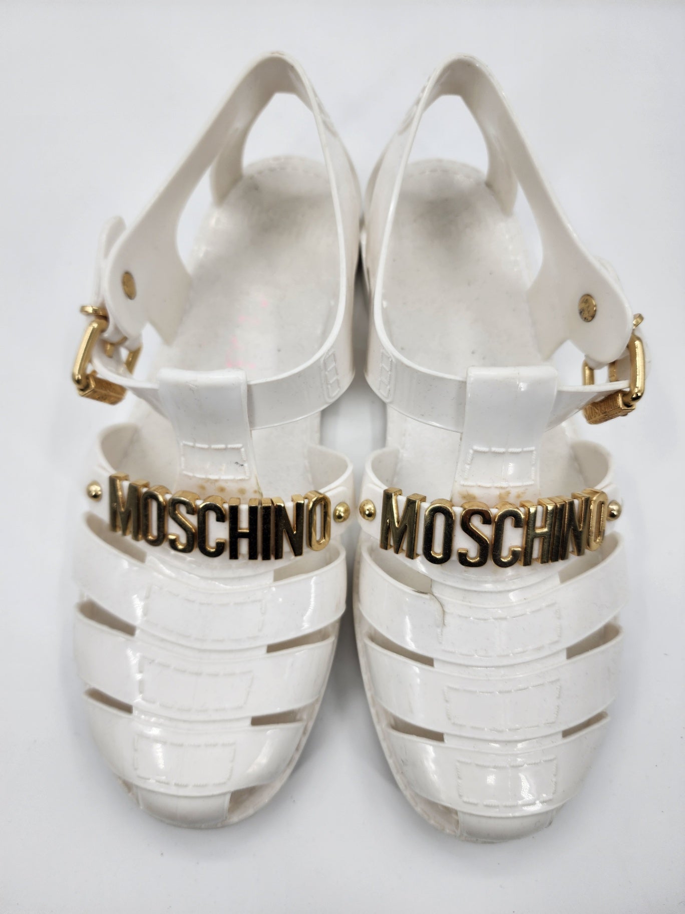 Moschino White Jelly Women's Sandals Casual Solid Iconic Brand Size 39