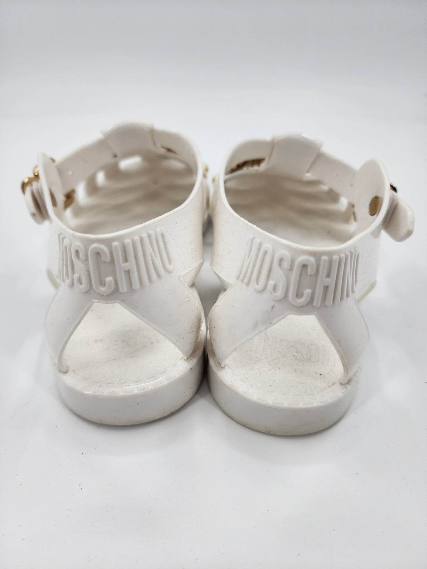 Moschino White Jelly Women's Sandals Casual Solid Iconic Brand Size 39