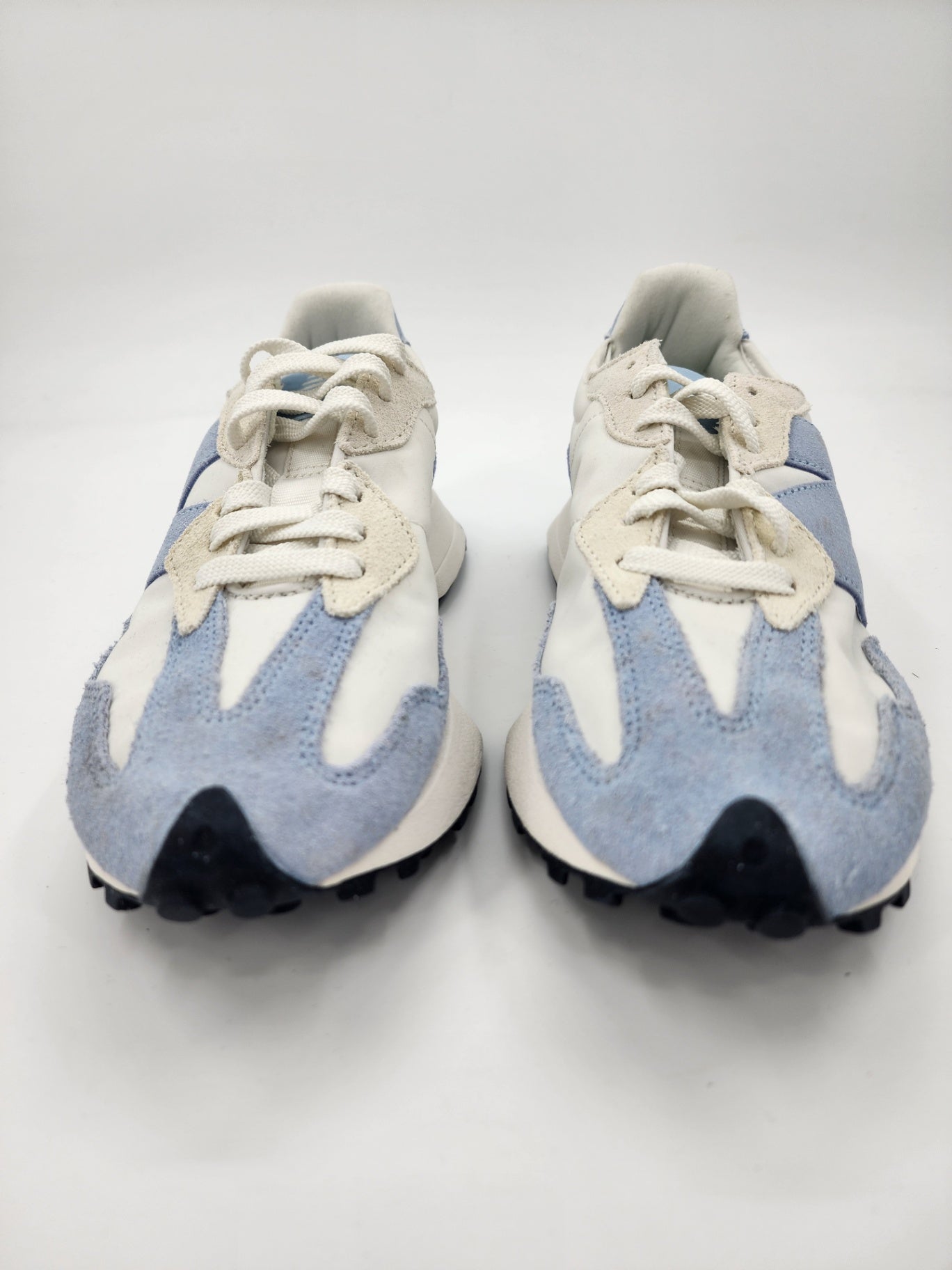 New Balance Suede/Synthetic Solid Trainer Walking White/Blue 327 Size UK 5
