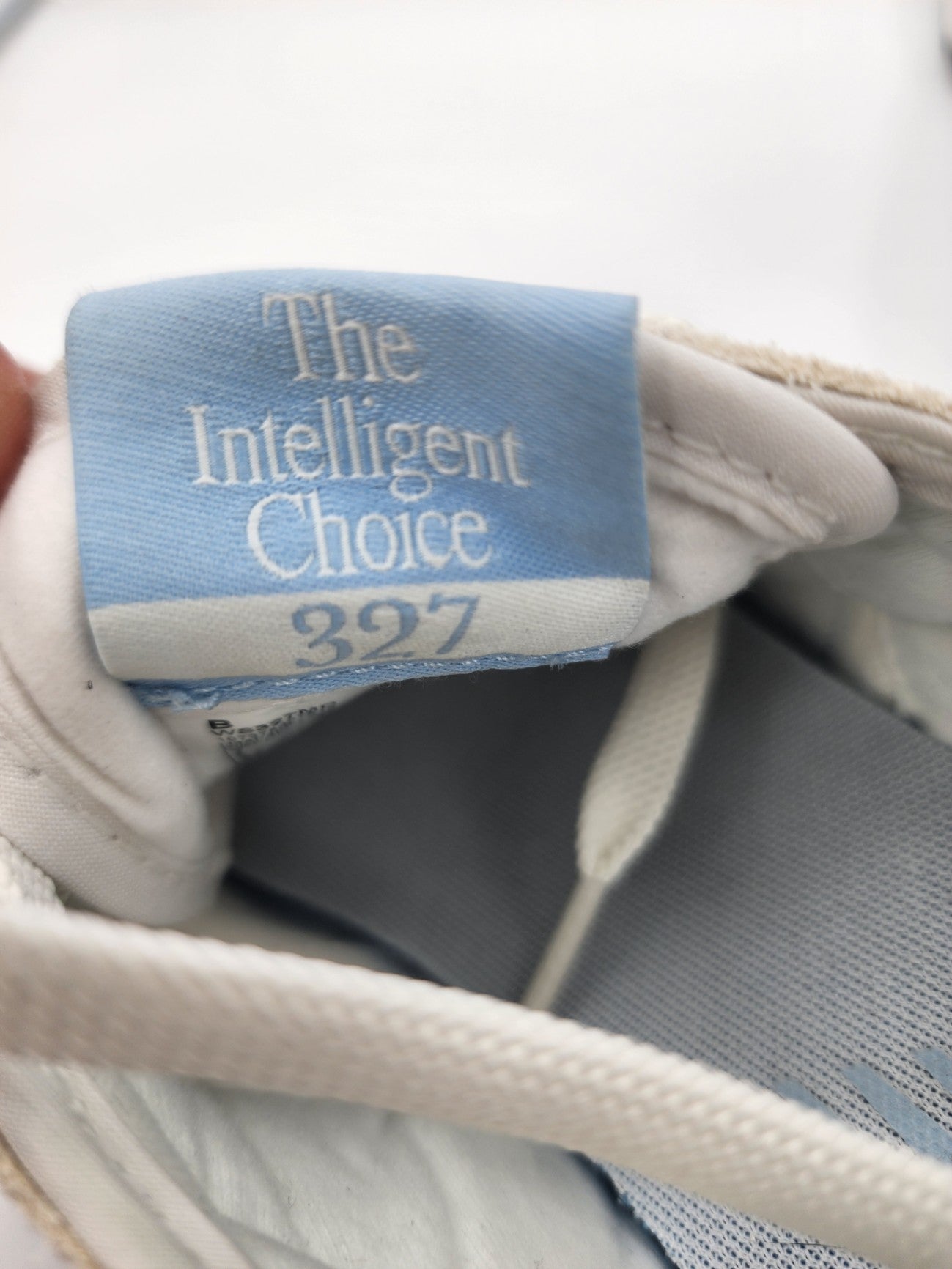 New Balance Suede/Synthetic Solid Trainer Walking White/Blue 327 Size UK 5