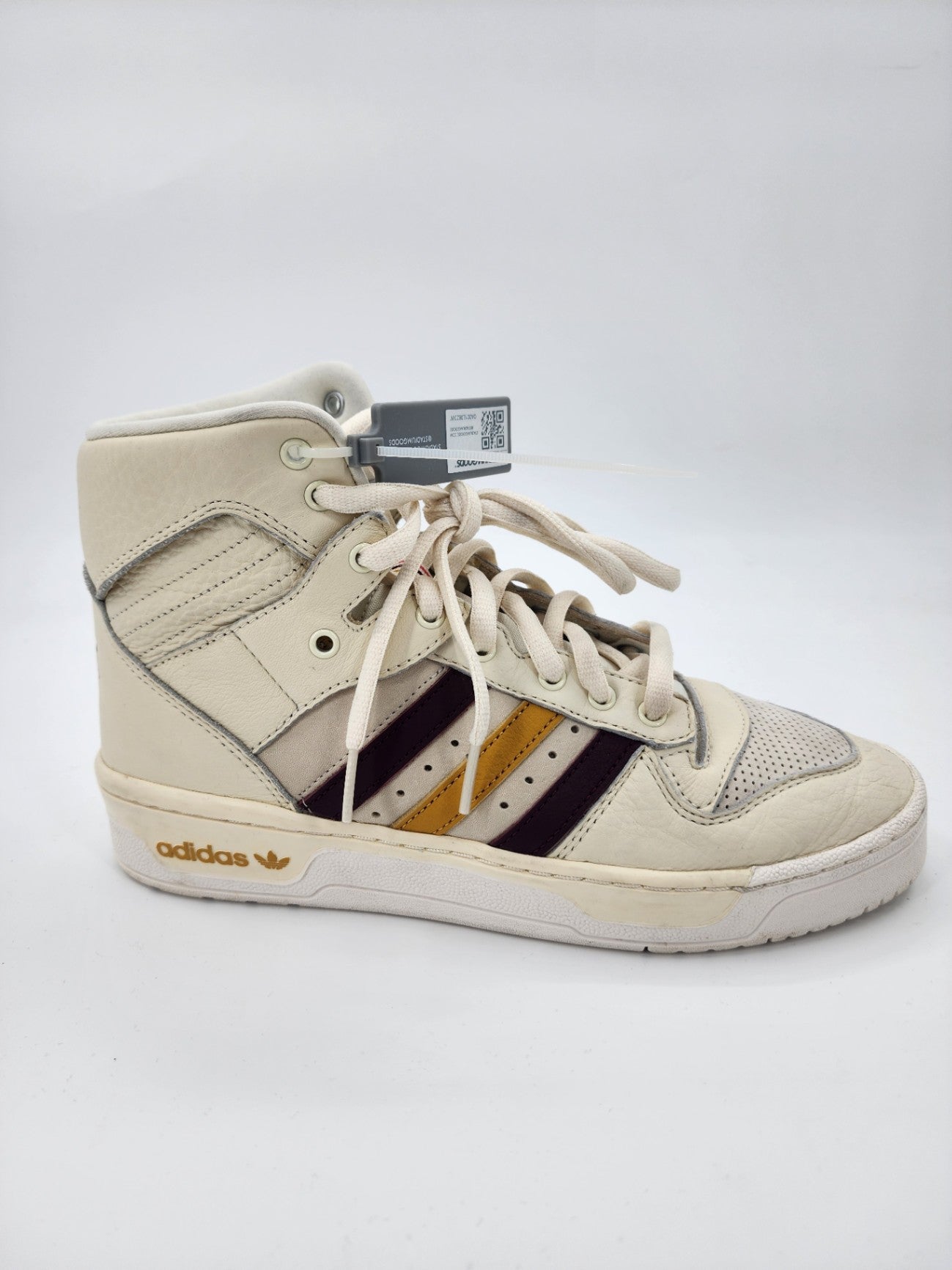 New Adidas Leather Solid High-Top Casual Cream Adidas Originals Solid Size UK 8
