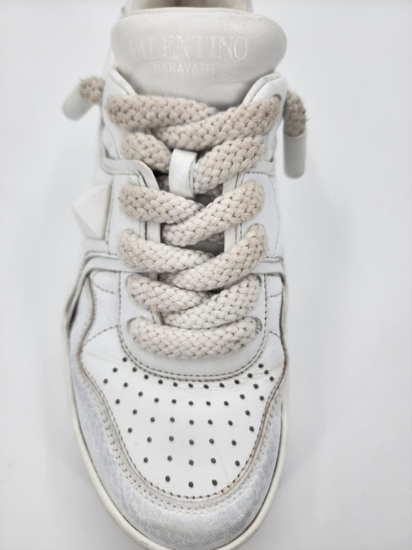 Valentino Leather Solid Casual Walking White Rockstud Trainers Size EU 38