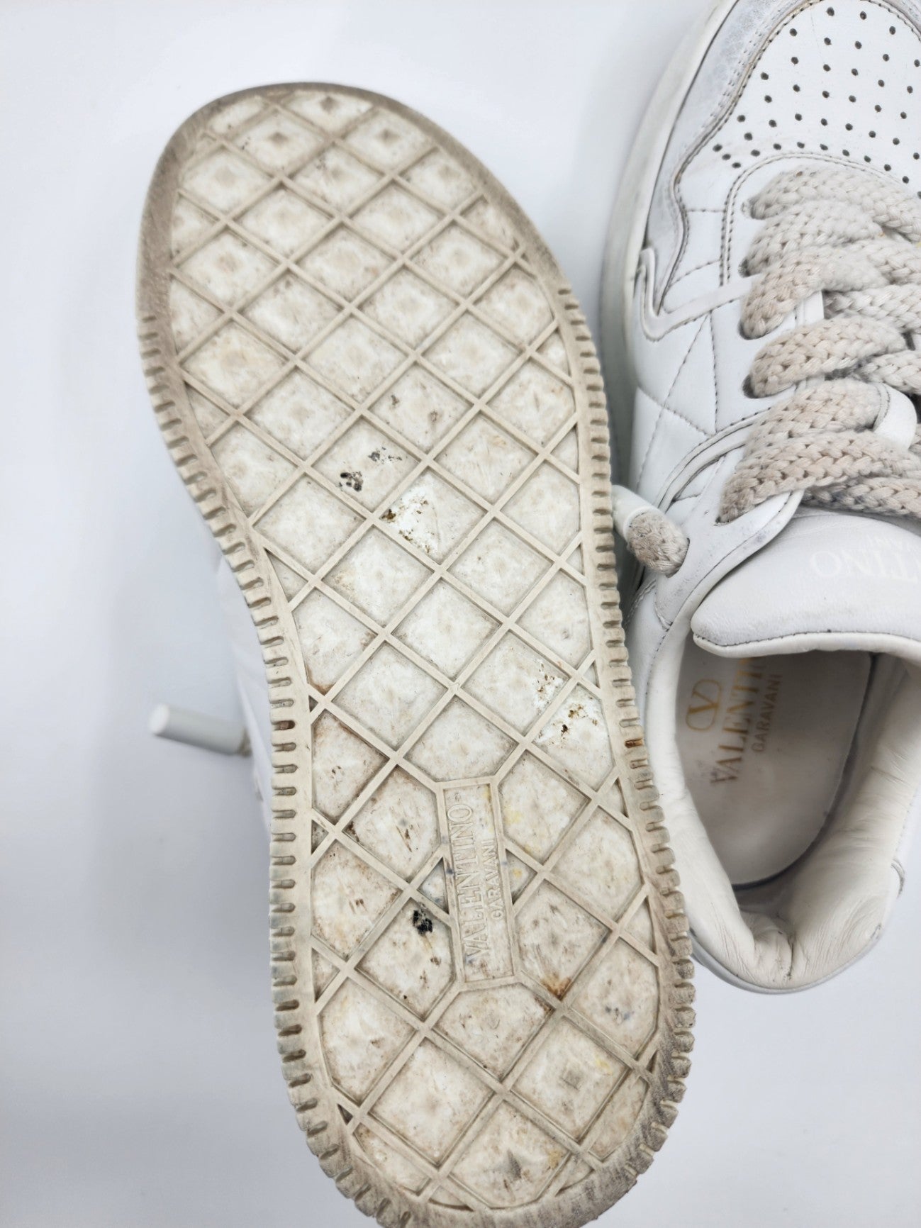 Valentino Leather Solid Casual Walking White Rockstud Trainers Size EU 38