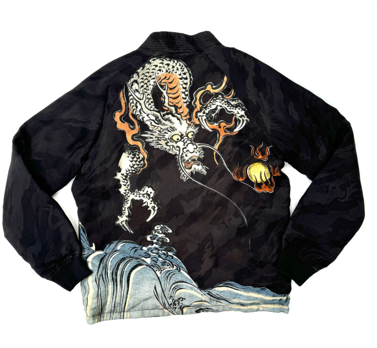 Maharishi Cupro Reversible Kimono Hip Length Subdued Night/Black Jacket M