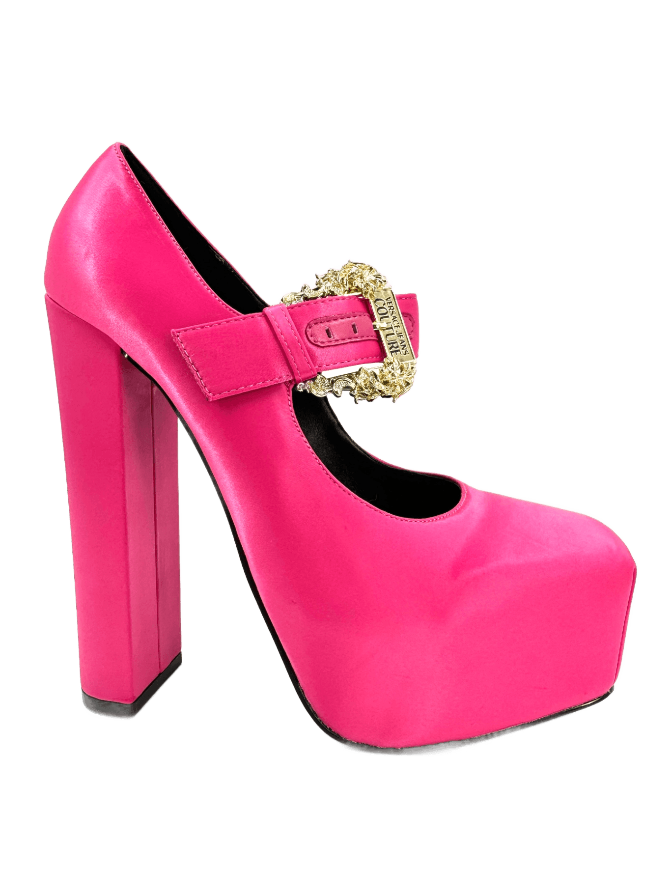 Versace Jeans Couture Satin Solid Mary Jane Pink Heel Women Size EU 40