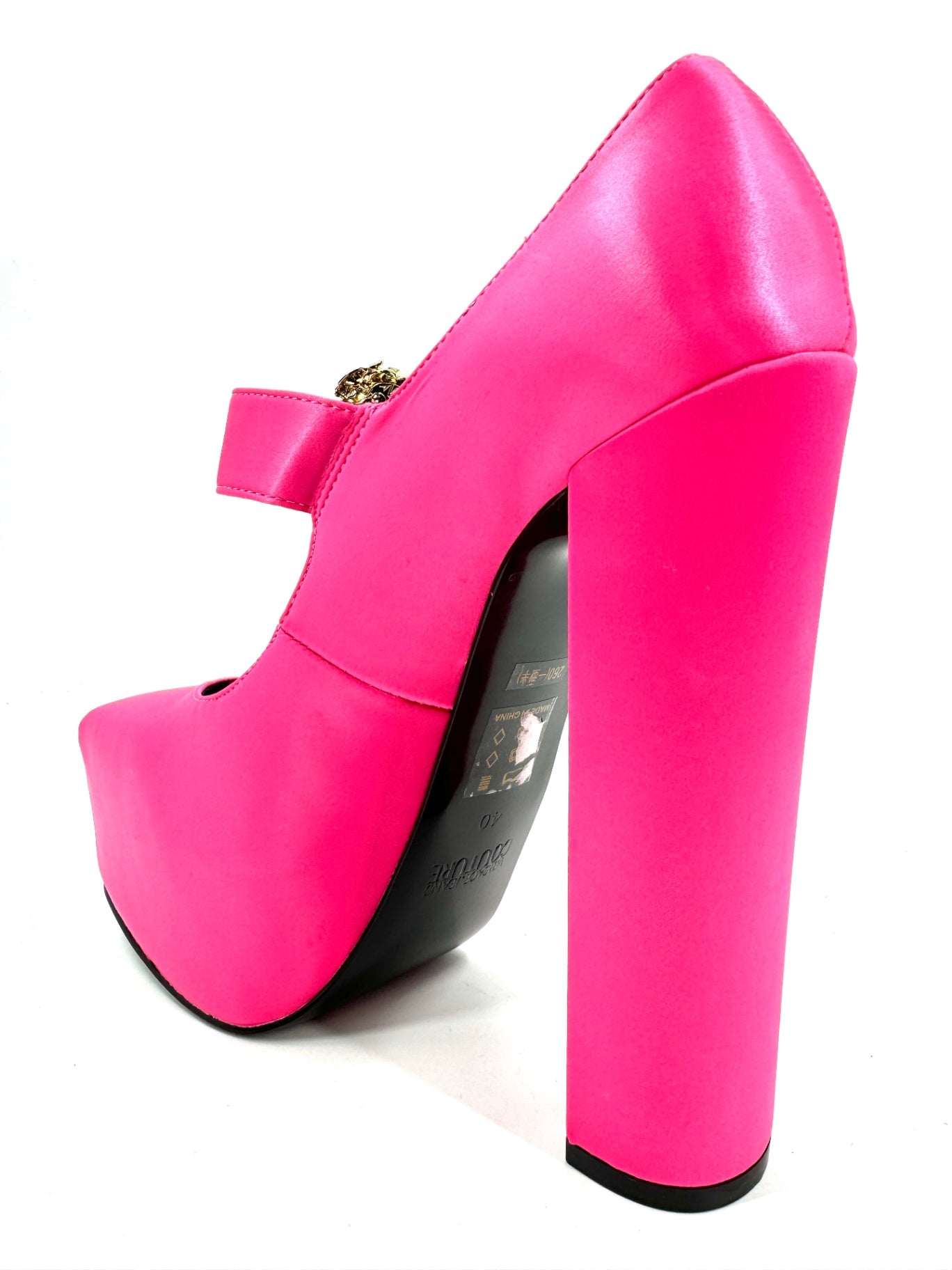 Versace Jeans Couture Satin Solid Mary Jane Pink Heel Women Size EU 40