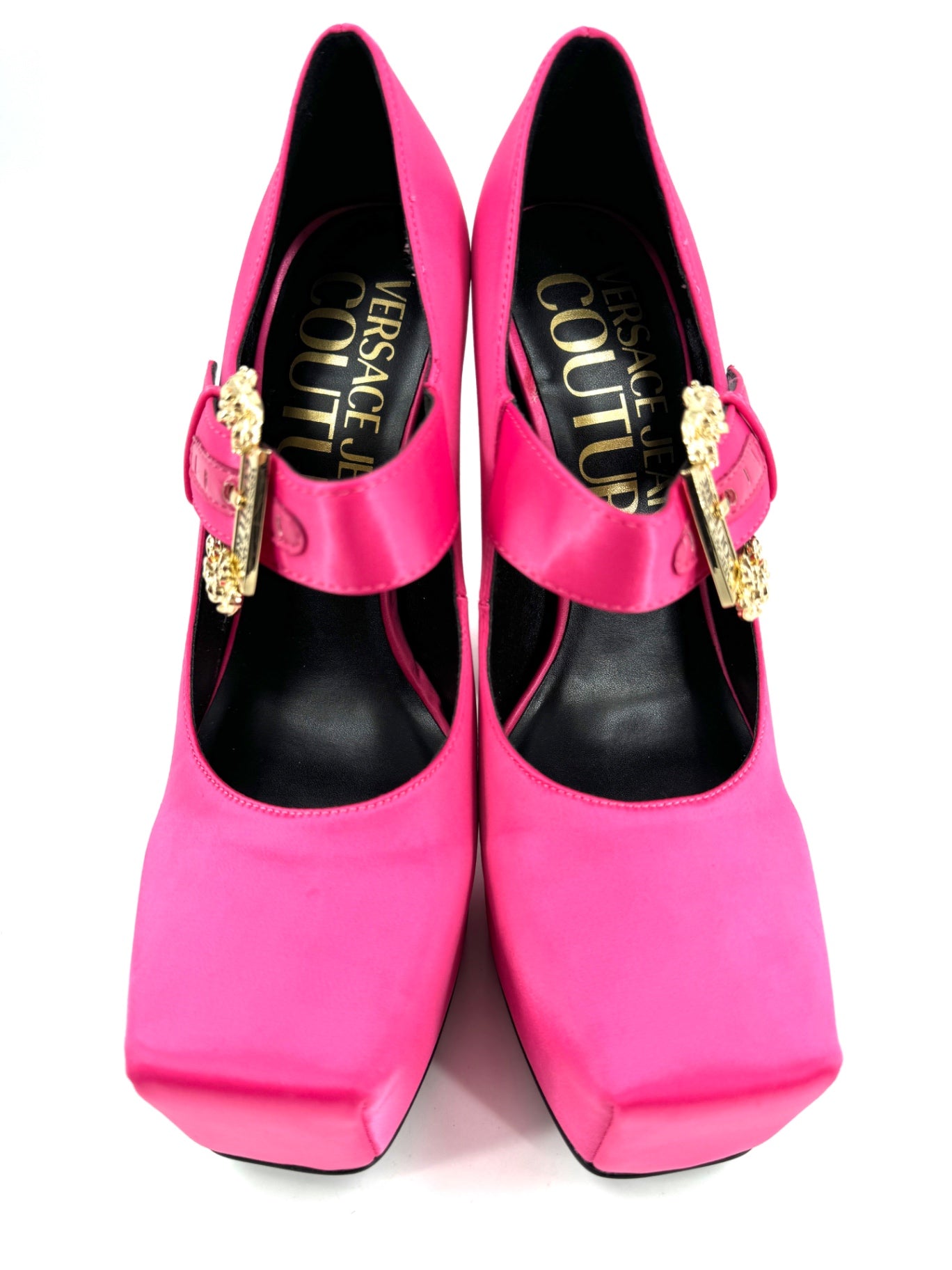 Versace Jeans Couture Satin Solid Mary Jane Pink Heel Women Size EU 40