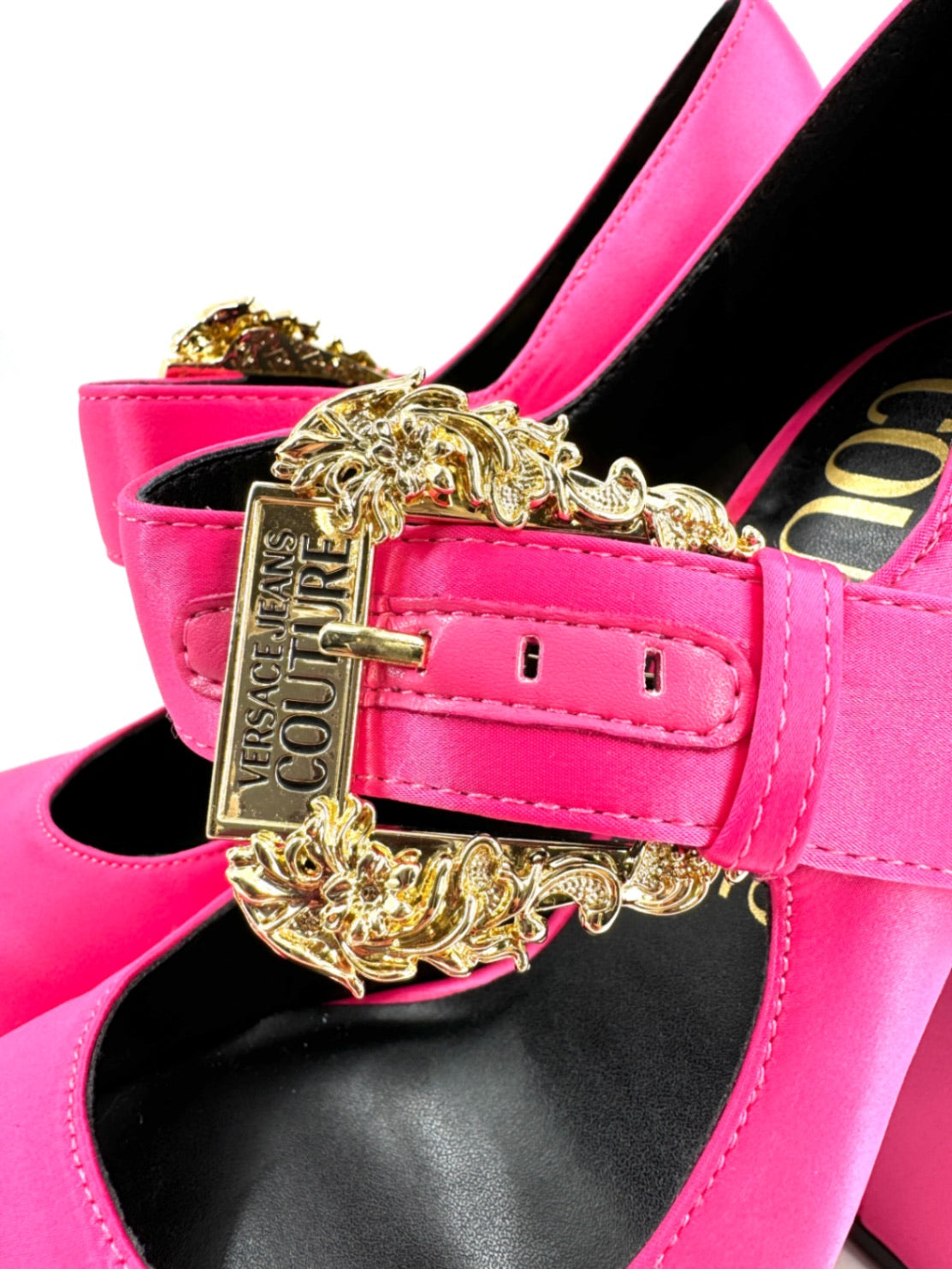 Versace Jeans Couture Satin Solid Mary Jane Pink Heel Women Size EU 40