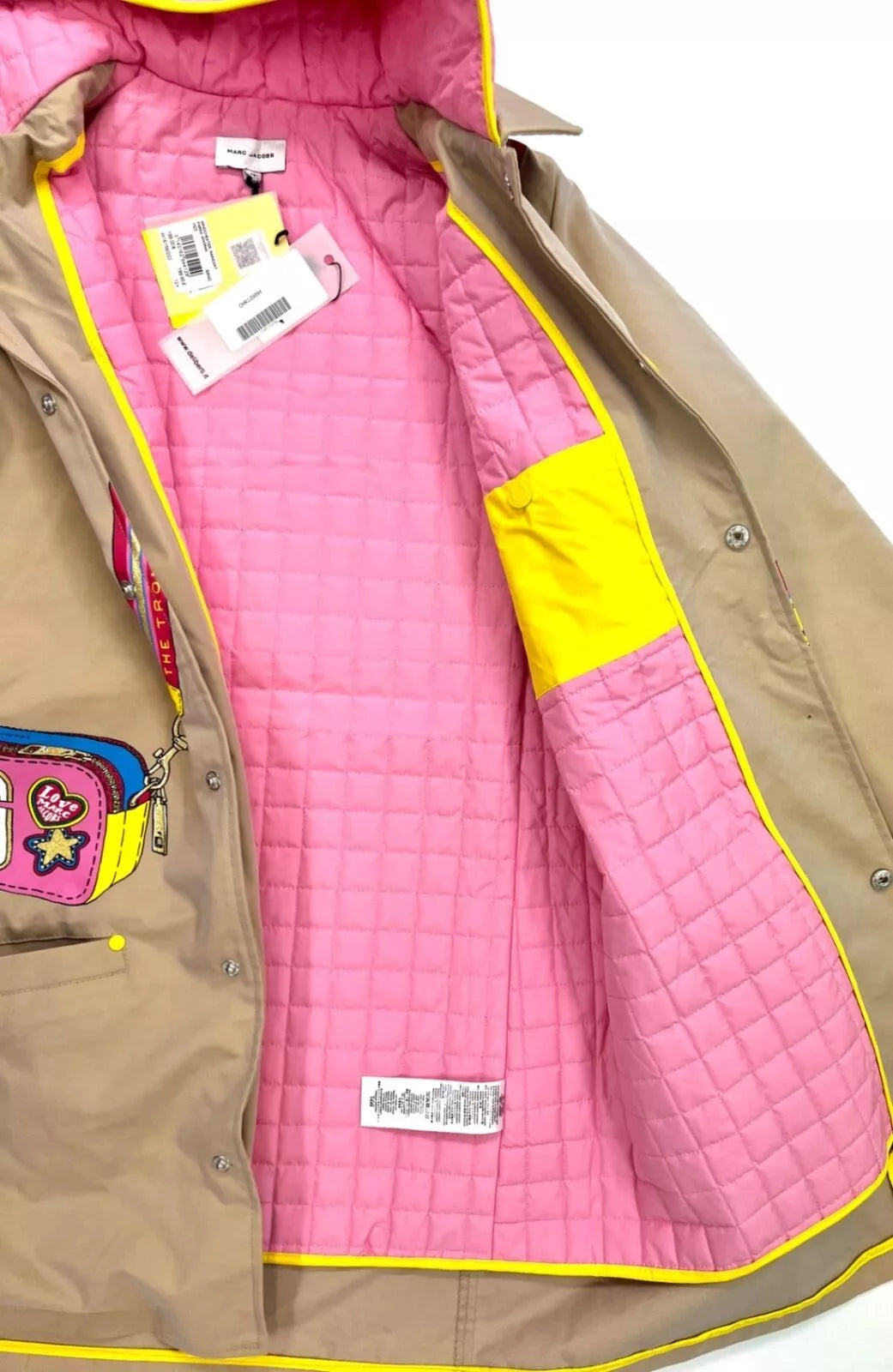Marc Jacobs Snapshot Printed Trenchcoat with Pink Hood Size 12+ Yrs