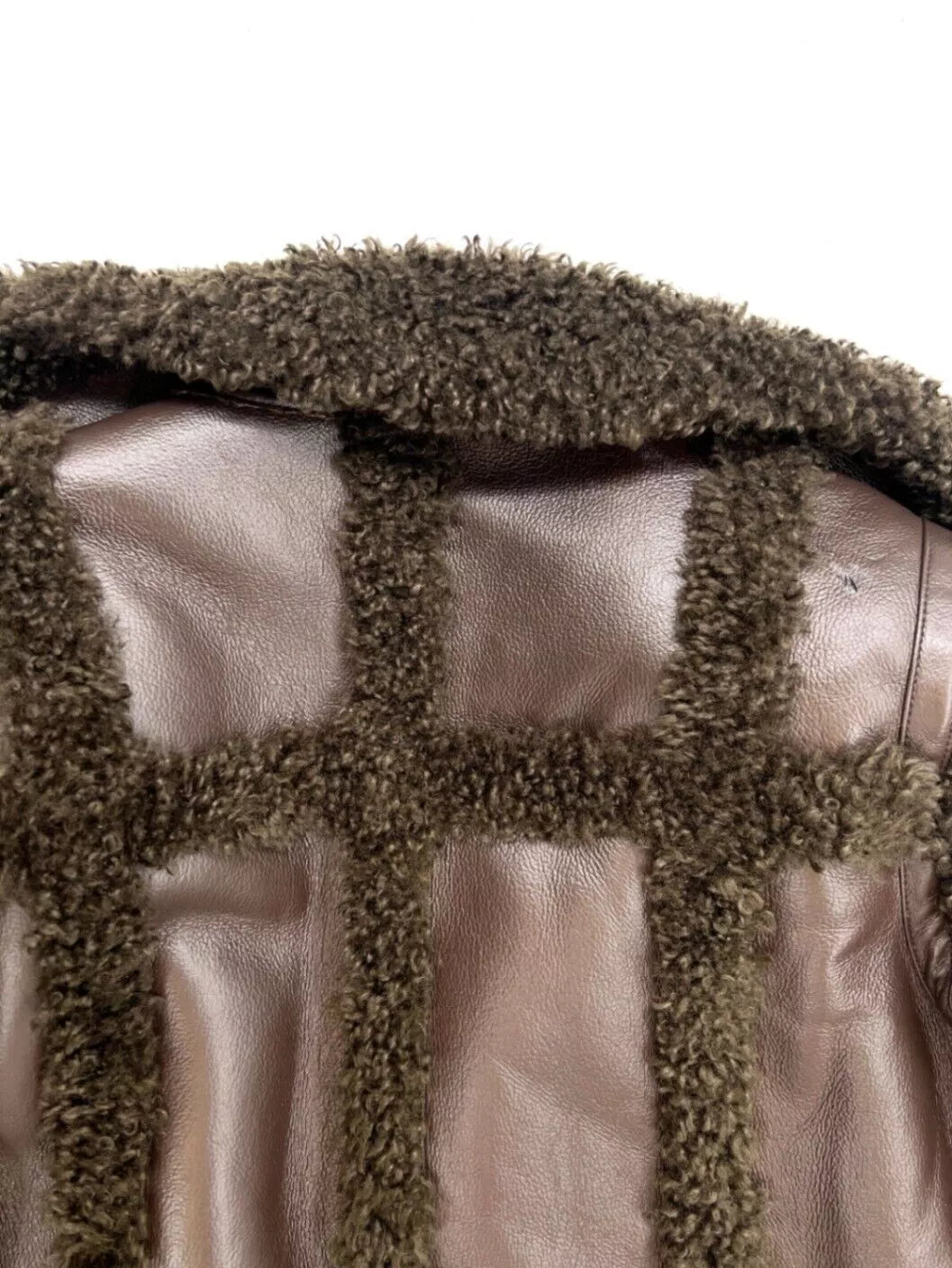 Stand Studio Patrice Panelled Dark Brown Faux Shearling Coat Size UK 8