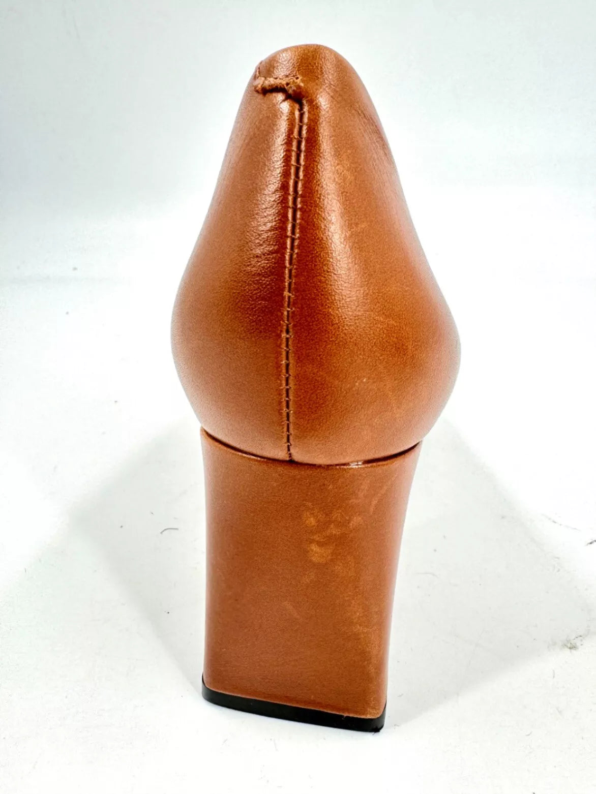 Sarah Chofakian Leather Solid Tan Brown Block Heels Size UK 4