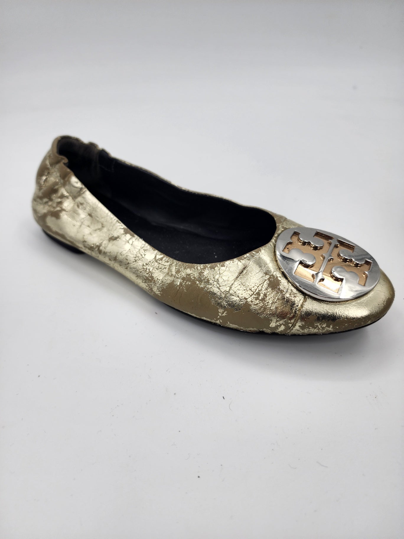 Tory Burch Leather Solid Ballet Flats Gold Flats Women Casual Solid Size UK 6