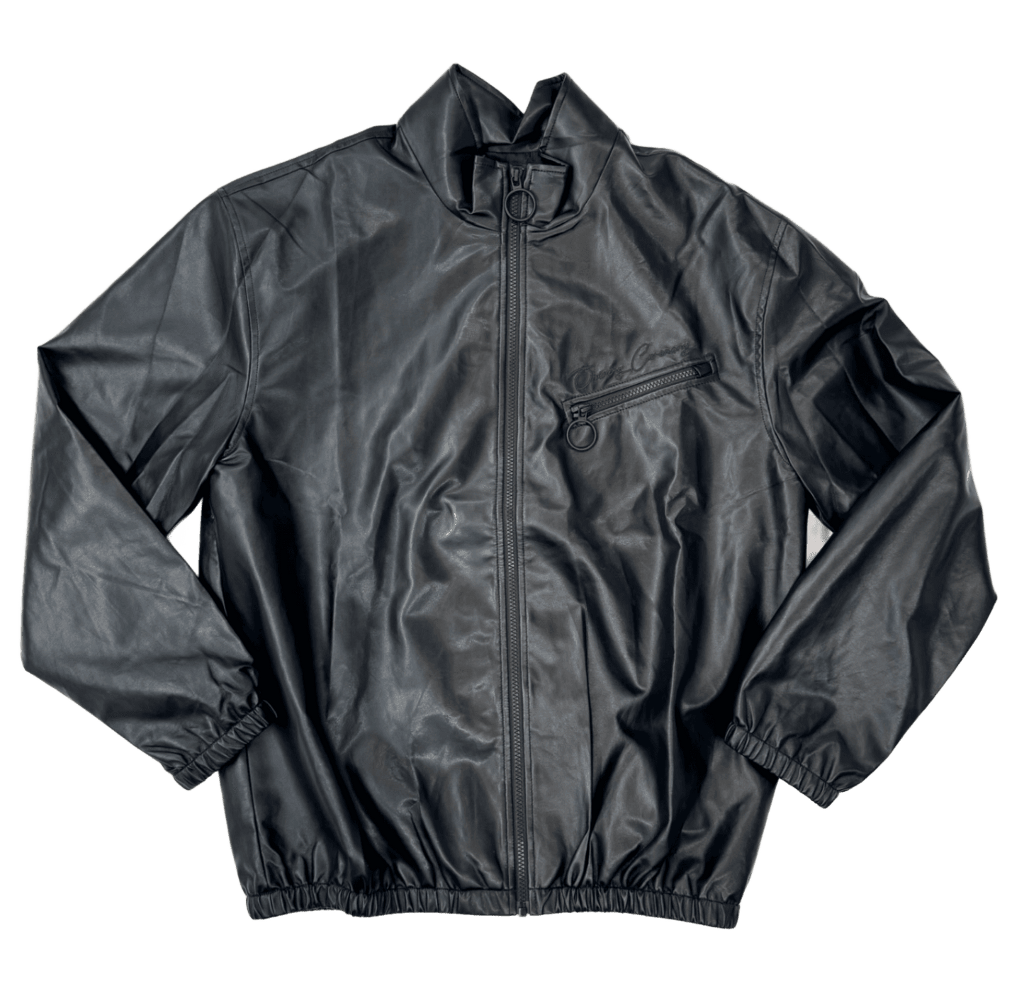 Opening Ceremony Faux Leather Track Jacket Regular Black Jacket Unisex Casual S