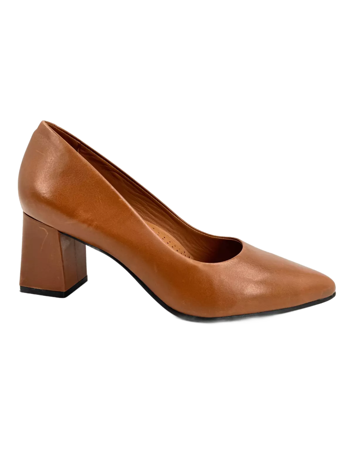 Sarah Chofakian Leather Solid Tan Brown Block Heels Size UK 4